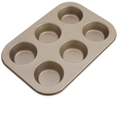 6-Vaks Muffin & Cupcake Bakvorm – Antiaanbaklaag – Ovenbestendig Bakblik - muffin tray - Goudkleurig - Kook- en Bakgerei