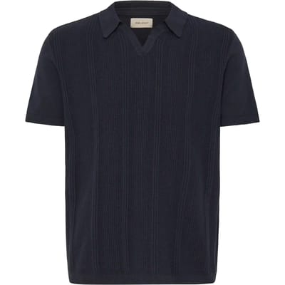 Blend Heren Shirt Korte Mouw V-Hals Effen Polokraag Ribgebreid