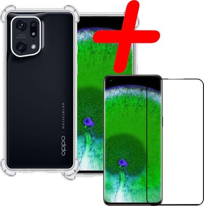 Hoesje Met Screenprotector - Geschikt voor OPPO Find X5 - Sterk & Shockproof - Siliconen Case - Back Cover - Telefoon Hoes - Shock Proof - Transparant