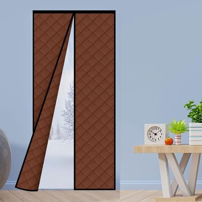 Magnetisch zuigdeurgordijn, verdikte versie PU-materiaal, handsfree automatische sluiting Duurzaam wind- en waterdicht deurgordijn Geschikt voor deuropeningen van 80*200 cm Bruin