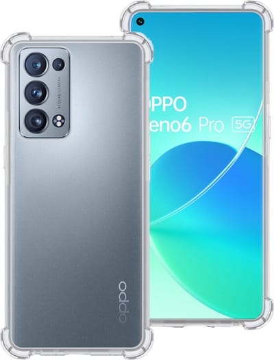 Hoesje Geschikt voor OPPO Reno 6 Pro - Sterk & Shockproof - Siliconen Case - Back Cover - Telefoon Hoes Shock Proof - Transparant