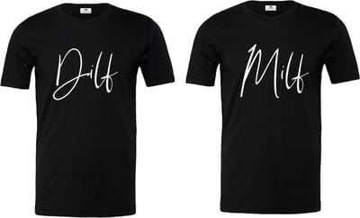 Shirt koppel set-Dilf en Milf-Hem & Haar-Zwart-Maat S