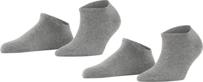 Esprit Uni 2-Pack kort eenkleurig katoen multipack sneakersokken enkelsokken dames grijs - maat 35-38