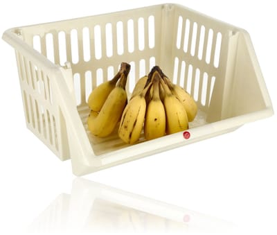 Groentemand Crème – Opbergmand Groente & Fruit – 1 Stuk Fruitmand Keuken – Mandenrek Aardappelen Uien – Aanrecht Organizer
