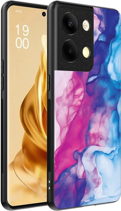 Smartphonica Telefoonhoesje Geschikt voor Oppo Reno 9 Pro Plus met Roze Blauw Marmer Opdruk - TPU Backcover Case Rose Blue Marble Design geschikt voor Oppo Reno 9 Pro Plus