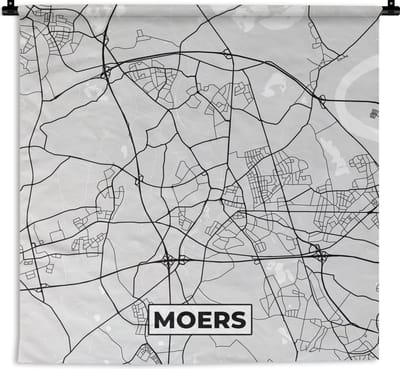 Wandkleed - Wanddoek - Kaart - Duitsland - Stadskaart - Plattegrond - Moers - 180x180 cm - Wandtapijt