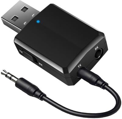 Ynkkvre - Bluetooth 5.0 Audio Adapter – 3-in-1 Zender & Ontvanger – USB Bluetooth Dongle met TX/RX – Geschikt voor TV, PC, Auto, Speakers & Koptelefoons – Plug & Play