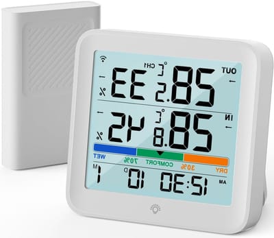 Weerstation Binnen en Buiten - Weerstation Draadloos Binnen Buiten - Weerstation met Buitensensor - luchtvochtigheid
