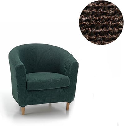 Belmarti® Fauteuilhoes Milan Rond - 70 tot 80cm breed - Bruin - Bi-stretch, Ademend katoen - Hoezen voor Kuipstoelen