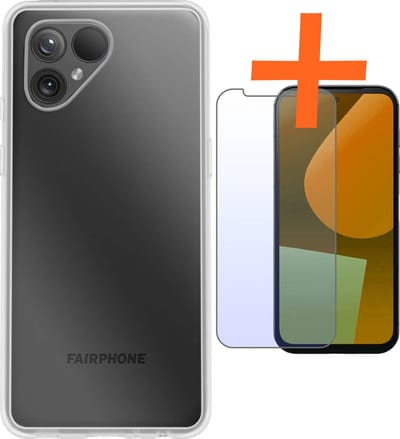 Hoes - Met Screenprotector - Geschikt voor Fairphone 5 - Sterk & Shockproof - Back Cover - Siliconen Case - Telefoon Hoes - Transparant