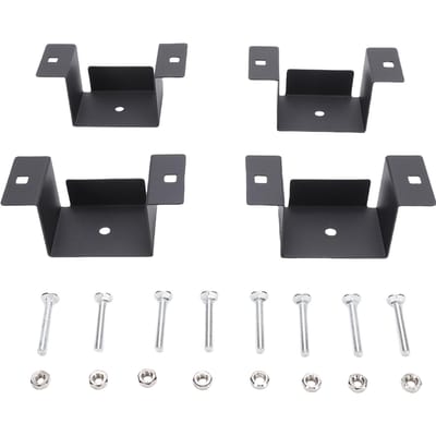 4 Pièces Support de Piquet de Remorque Acier au Carbone Haute Résistance Support de Rail de Remorque pour Piquets 2x4 pouces black