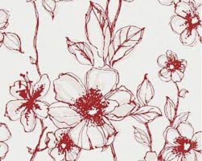 Bloemen behang rood wit 93674-3