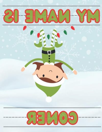 Naam Schrijf Werkboek - Oefenboek Naam - Naam Leren Schrijven - Gepersonaliseerde Oefeningen - A4 Formaat - Kerstthema