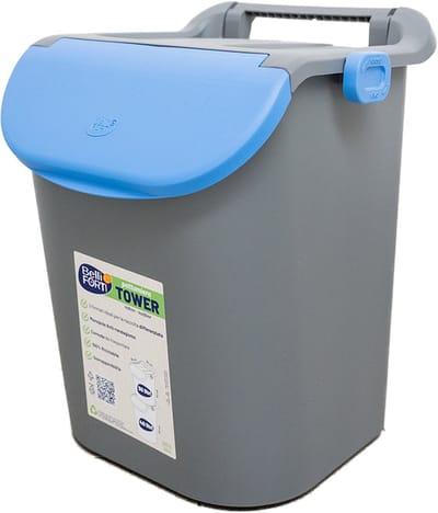 Afvalscheidingsbak - Afvalemmer - Stapelbaar - Tower bin met slot - 30 liter - Blauw