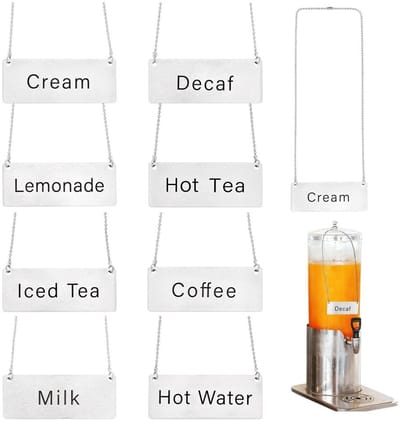 Dailygoods - Set van 8 RVS Drank Tags met Ketting voor Identificatie