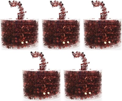 Decoris Kerstslinger - 5x - rood - folieslinger - 700 cm - Kerstversiering en decoratie