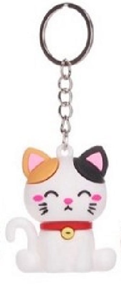 Kawaii Kuties 3D Keychain – Lucky Cat Suki – Maneki Neko Japanese Good Luck Charm 6 cm – Cadeau