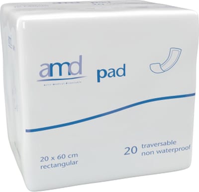 AMD Pad Rectangular - Doorlaatbaar 20 x 60 cm - 4 pakken van 20 stuks