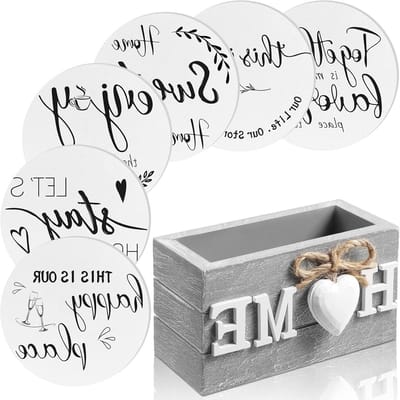 Houten Hart Onderzetters voor Dranken - Set van 6 met Houder voor Huisdecoratie en Bescherming van Tafeloppervlakken, Perfect als Cadeau voor Verjaardag of Housewarming