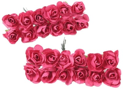 Dailygoods- Kunstrozen Klein Decoratief Boeket - 12 Stuks - Papieren Bloemen - Mini-Rozen - DIY Bloemendecoratie - Afmeting 8 cm