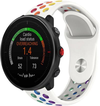Strap-it Sport siliconen bandje - geschikt voor Polar Vantage M / M2 / M3 / Vantage V3 / Polar Grit X / Grit X Pro / Grit X2 Pro - wit/kleurrijk