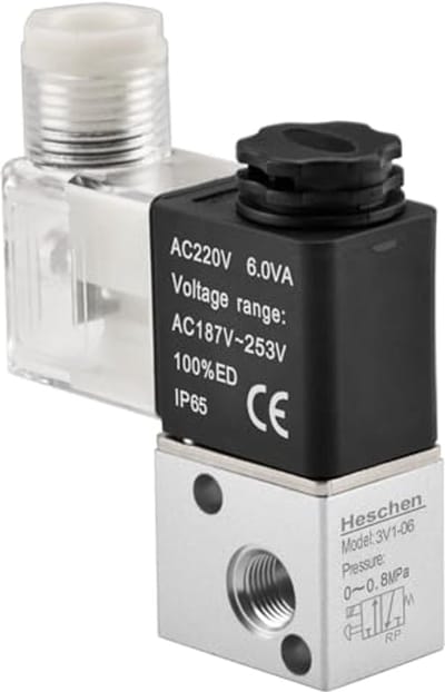 Elektrisch Pneumatisch Magneetventiel 3V1-06 220VAC 6.0VA PT1/8 3/2-weg Normaal Gesloten