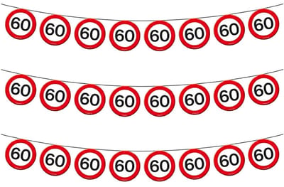 Slinger 60 jaar - 3x - verkeersborden - 10 meter - 60e verjaardag vlaggenlijn - versiering