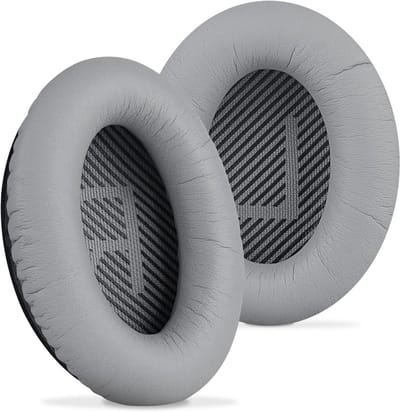 Vervangende Oorkussens voor Draadloze Hoofdtelefoons, Comfortabele Oorkappen voor Gaming, Geschikt voor QC45, QC35, AE2 en SoundTrue (Echt Leer/Grey)