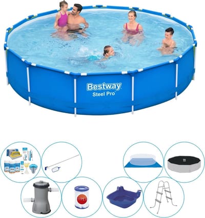 Zwembad Inclusief Accessoires - Steel Pro Rond 396x84 cm