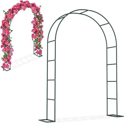 Rozenboog Metaal - Klimhulp Tuin - Decoratie Bruiloft - Gepoedercoat Weerbestendig - 192 x 38 x 240 cm - Groen