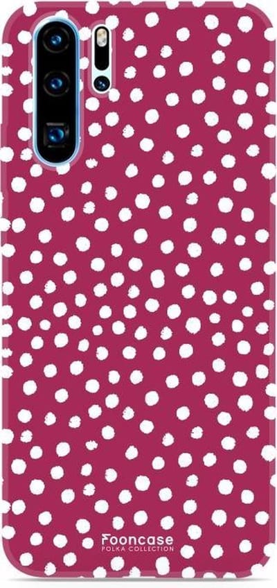 Fooncase Hoesje Geschikt voor Huawei P30 Pro - Shockproof Case - Back Cover / Soft Case - POLKA / Stipjes / Stippen / Rood