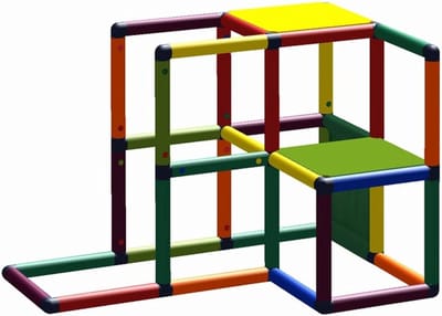 Speeltoren Klimrek - Modulair Speelsysteem - Actief Binnen Spelen - Multifunctioneel Bouwpakket - 125 x 85 x 85 cm - Multicolor