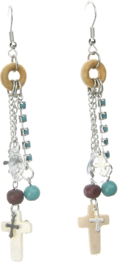 Behave - Oorhangers - Bohemian stijl - Kruisje en kralen - 9 cm