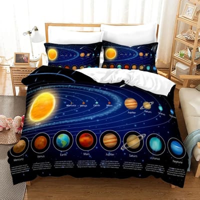 Buitenaardse Ruimte Beddengoed Set Voor Kinderen Planeet Dekbedovertrek Bedsprei Dekbed Bedquilt Overtrek Hoge Kwaliteit 240220 70x133cm 2pcs