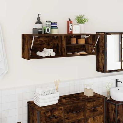 vidaXL - Badkamerwandkast - 100x25x30 - cm - bewerkt - hout - gerookt - eikenkleurig
