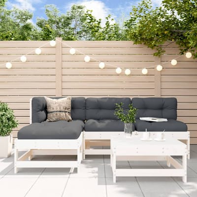 vidaXL - 5-delige - Loungeset - massief - grenenhout - wit
