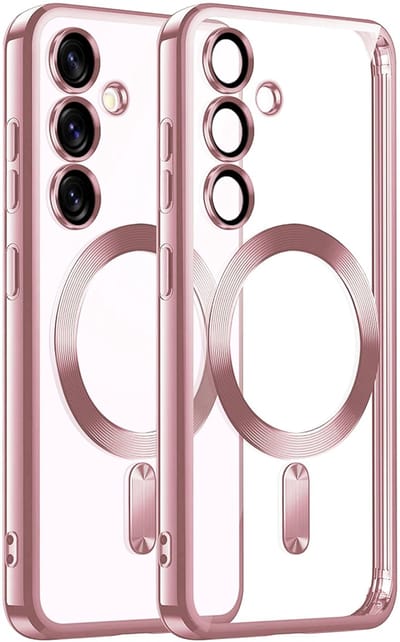 Hoesje Geschikt voor: Samsung Galaxy S25 Magsafe Compatible - Rosegoud - Back Cover met ingebouwde camera glas bescherming