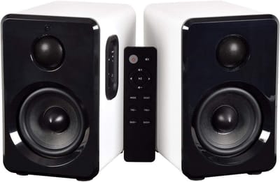 Actieve Bluetooth Boekenkast Speakers Wit met USB/SD en Afstandsbediening