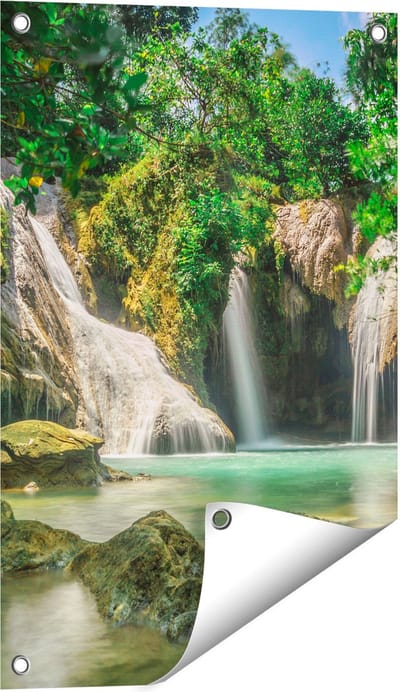 Gards Tuinposter Tropische Waterval - 40x60 cm - Tuindoek - Tuindecoratie - Wanddecoratie buiten - Tuinschilderij