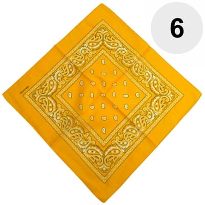 6 Stuks Paisley Bandana's - Paisley Boeren Zakdoek - Bandana - Hoofddoek - Goudgeel