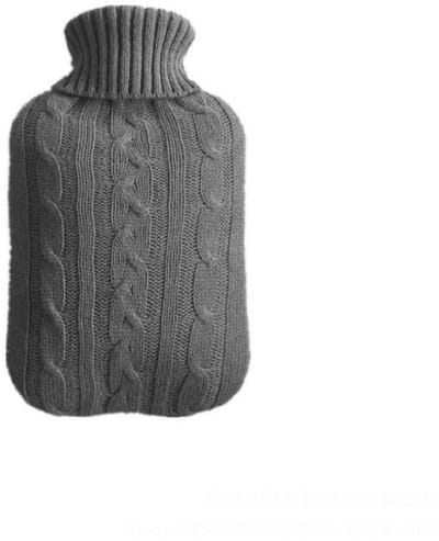 GELLDG Warmtekruik 2L - Wärmflasche met Zachte Hoes - Golvend Patroon, Ruime Hals voor Makkelijk Vullen - Geschikt voor Pijnverlichting en Koorts - 31x19.5cm - Hoes van Linnen