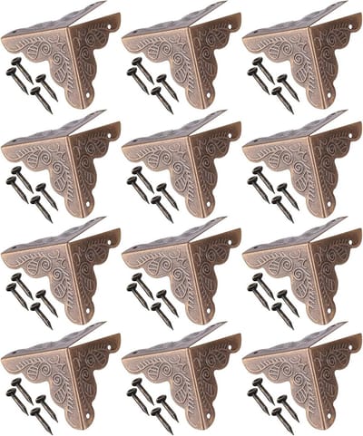 Antieke Houten Doos met Hoekbeschermers in 3 Kleuren voor Sieraden, Decoratie en Opslag - 12 Stuks