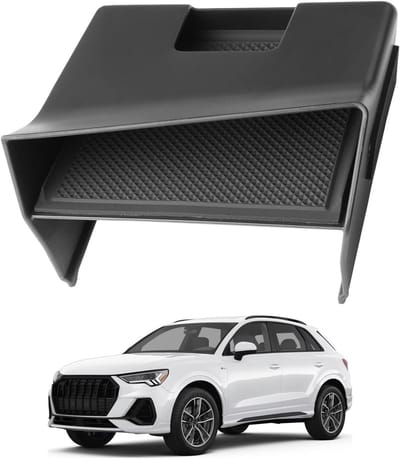 Opbergruimte in de middenconsole voor Audi Q3 F3 (2019-2024) - Verbeterde opslag met antislip bodem en praktische armleuning compartiment