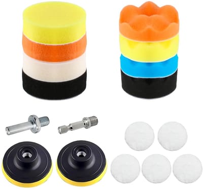 17 polijstpads en opzetstukken voor accuschroevendraaier 80 mm - Polijstset voor optimale autoverzorging