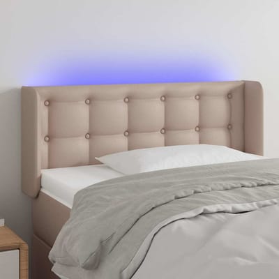 vidaXL - Hoofdbord - LED - 83x16x78/88 - cm - kunstleer - cappuccinokleurig