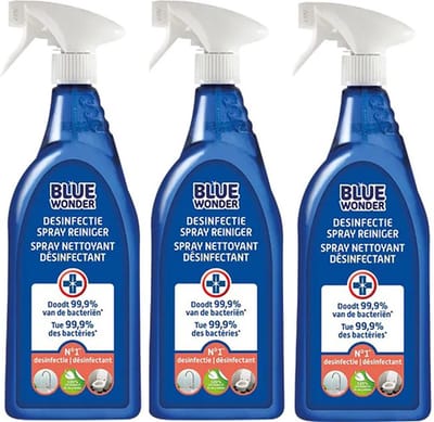 Blue Wonder Desinfectie Spray Reiniger 3-pack met KD spons