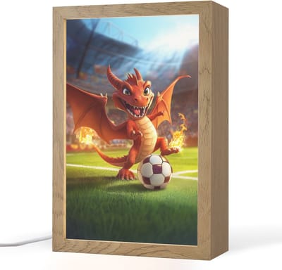 Nachtlampje 20x30 cm - Kinder lampje - Draak - Voetbal - Vuur - Stadion - Tafellamp kinderkamer - Slaapkamer lamp - Bedlamp kinderen - Kinderlampje stopcontact - Wandlamp babykamer - Nachtlampjes