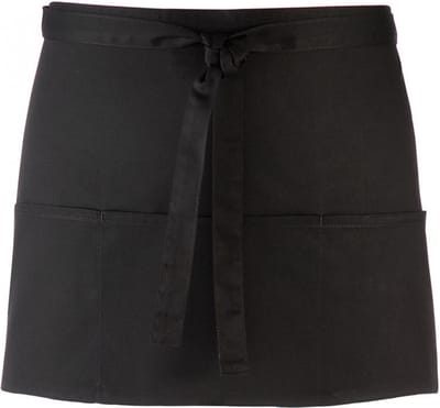 Kort schort met 3 open zakken pr155|zwart| restaurant schort | bedieningsschort | 12 verschillende kleuren| horeca kleding