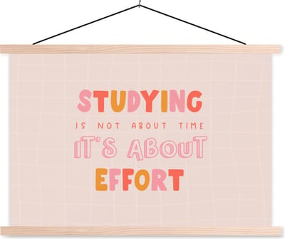 Posterhanger incl. Poster 90x60 cm - Schoolplaat - Studeren - Quote - Motivatie - Textielposter - Blanke latten