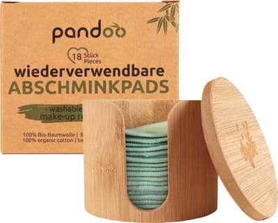 Pandoo herbruikbare make-up doekjes - gezichtsreinigingsdoekjes van duurzame materialen - zachte gezichtsverzorging - met waszakje en bamboe houder